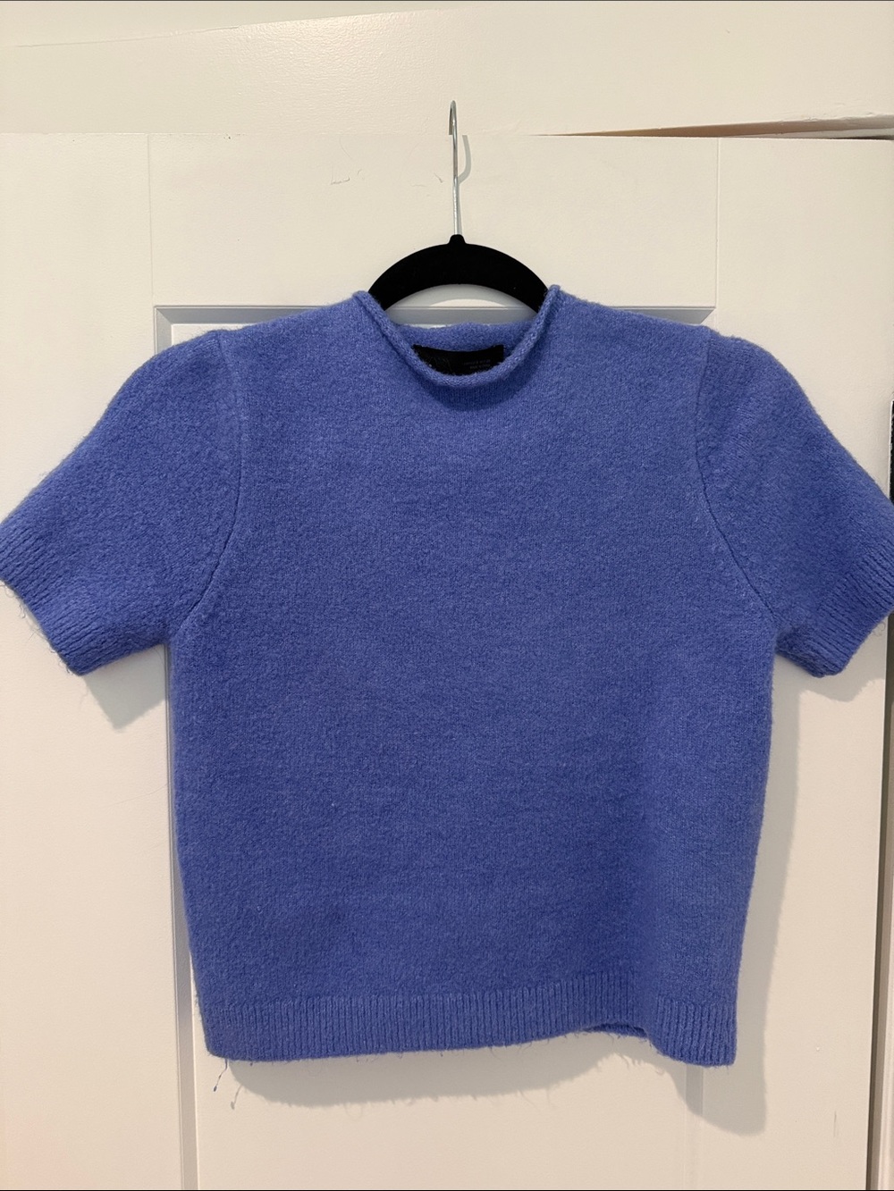 Zara Short-Sleeve Crewneck Sweater in Periwinkle